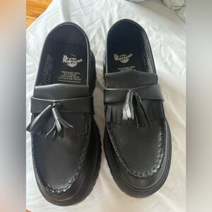 Dr. Martens Platform Black Leather Tassel Loafers